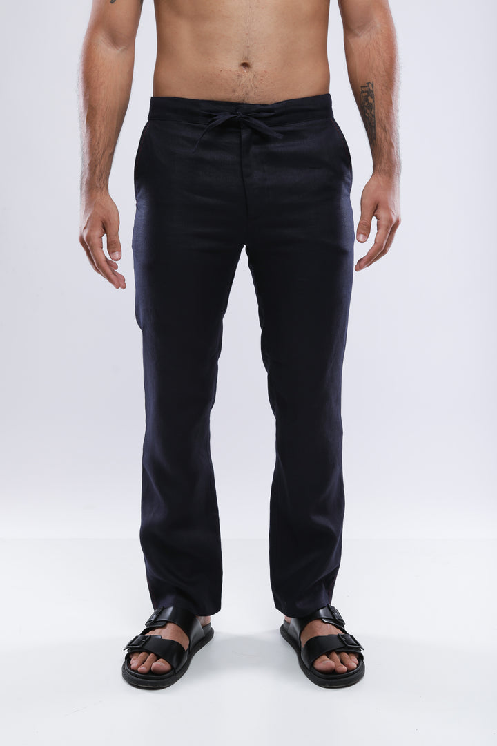 Linen Trousers - Dark Blue